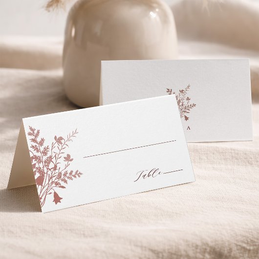 Romantische Staubrose Botanische Hochzeitsplatzkar