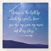 Romantische Sterne Zitat Glasuntersetzer (Vorderseite)