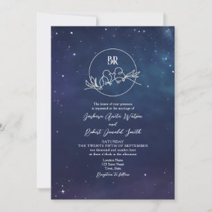 Romantische Sternennacht-Monogramm-Hochzeitseinlad Einladung