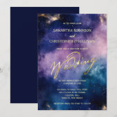 Romantische SternenNachtgalaxie Hochzeit Einladung (Vorne/Hinten)