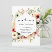 Romantische, stilvolle Rosa-Bläserei Save The Date (Stehend Vorderseite)