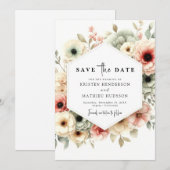 Romantische, stilvolle Rosa-Bläserei Save The Date (Vorne/Hinten)