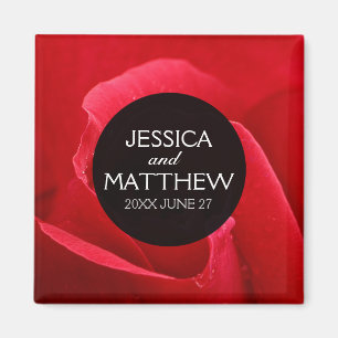 Romantische stilvolle Rote Rose Blumenhochzeit Magnet