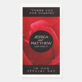 Romantische stilvolle Rote Rose Blumenhochzeit Serviette