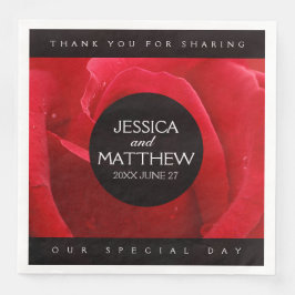 Romantische stilvolle Rote Rose Blumenhochzeit Serviette