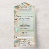 Romantische Strandfrüchte & Perlen Hochzeit All In One Einladung (Innen Boden)