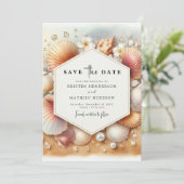Romantische Strandhochzeit Save The Date (Stehend Vorderseite)