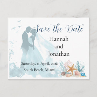 Romantische Strandhochzeit - Save-the-Date-Karte Einladungspostkarte