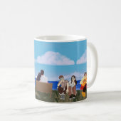Romantische Strandpaar-Illustration Kaffeetasse (VorderseiteRechts)