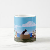 Romantische Strandpaar-Illustration Kaffeetasse (Mittel)