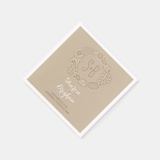 Romantische Strandschätze Sand Hochzeitspapier Nap Serviette (Ecke)