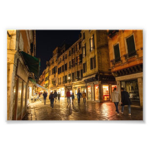 Romantische Straße in Venedig bei Nacht Fotodruck