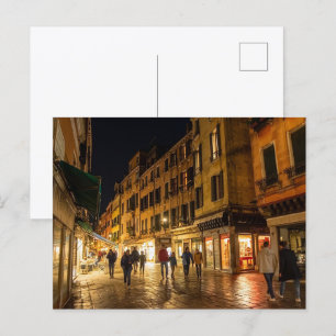 Romantische Straße in Venedig bei Nacht Postkarte