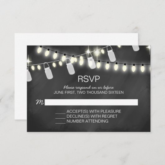 Romantische String Lights RSVP Cards (Vorne/Hinten)