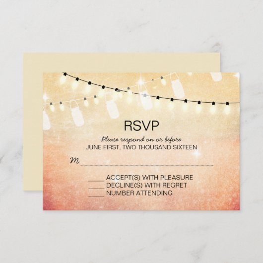 Romantische String Lights RSVP Cards (Vorne/Hinten)