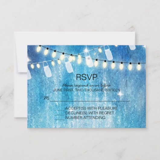 Romantische String Lights RSVP Cards (Vorderseite)