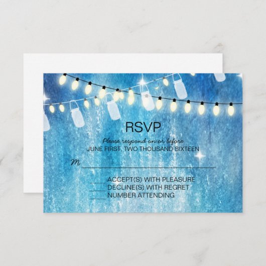 Romantische String Lights RSVP Cards (Vorne/Hinten)