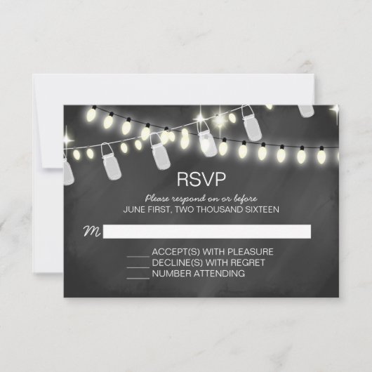 Romantische String Lights RSVP Cards Karte (Vorderseite)