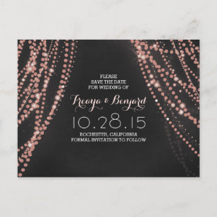 Romantische Stringklatsche Save the Date Ankündigungspostkarte