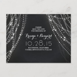 Romantische Stringklatsche Save the Date Ankündigungspostkarte
