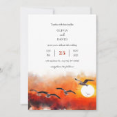 Romantische Summer Seagull Horizon Art Beach Hochz Einladung (Vorderseite)