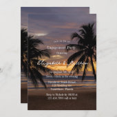 Romantische Sunset Beach Engagement Party Einladung (Vorne/Hinten)