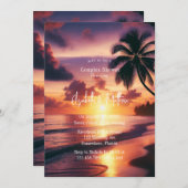Romantische Sunset Beach Paare Dusche Einladung (Vorne/Hinten)