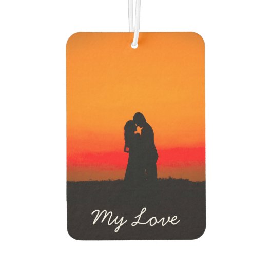 Romantische Sunset Couple küsst meine Liebe Typogr Autolufterfrischer (Rückseite)