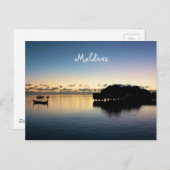 Romantische Sunset Maldives Beach Bungalows Postkarte (Vorne/Hinten)