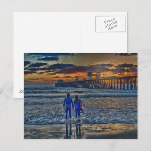 Romantische Surfer Postkarte (Vorne/Hinten)