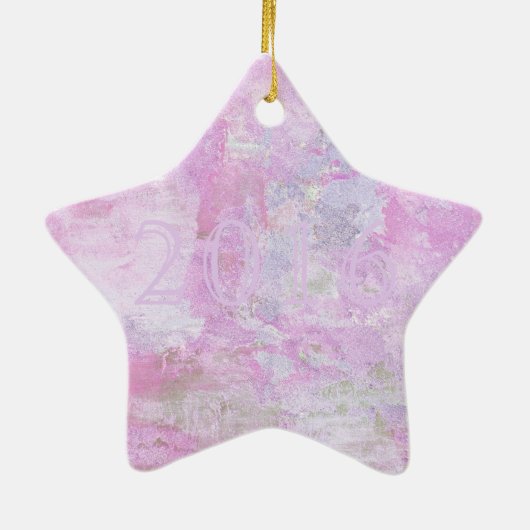 Romantische süße Happy New Year 2016 Soft Pink Keramik Ornament (Hinten)