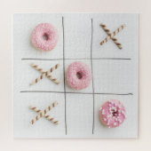 Romantische süße Liebe Moderne Donut Tic Tac Toe Puzzle (Horizontal)