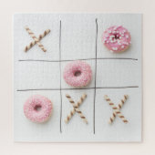 Romantische süße Liebe Moderne Donut Tic Tac Toe Puzzle (Vertikal)