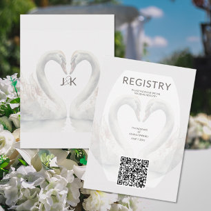 Romantische Swan Wedding QR Code Enclosure Card Begleitkarte