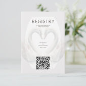 Romantische Swan Wedding QR Code Enclosure Card Begleitkarte (Stehend Vorderseite)