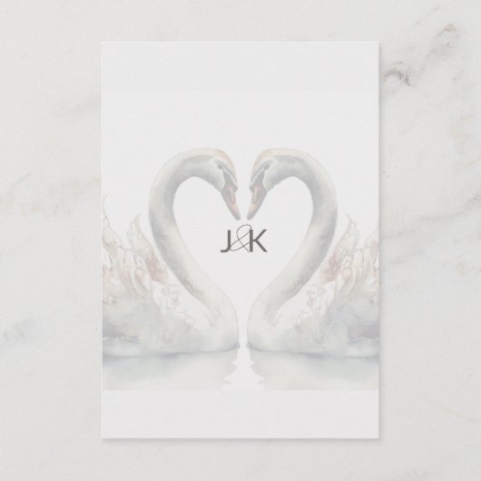 Romantische Swan Wedding QR Code Enclosure Card Begleitkarte (Rückseite)