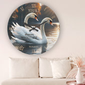 Romantische Swans Hochzeit Runde Wanduhr