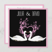 Romantische Swans Hochzeitseinladung Einladung (Vorne/Hinten)