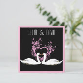 Romantische Swans Hochzeitseinladung Einladung (Stehend Vorderseite)