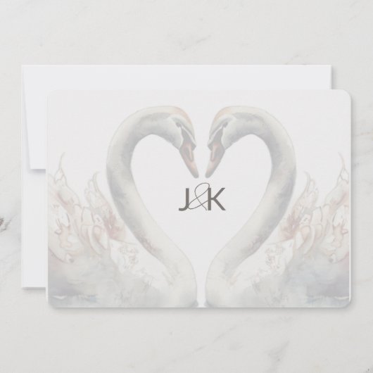 Romantische Swans Hochzeitseinladung Einladung (Rückseite)