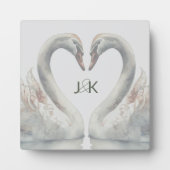 Romantische Swans Monogram Fotoplatte (Vorderseite)