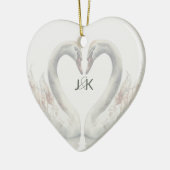 Romantische Swans Monogram hinzufügen Keramik Ornament (Links)