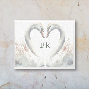 Romantische Swans Monogram-Leinwand Leinwanddruck