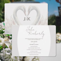 Romantische Swans Monogram Wedding Einladung