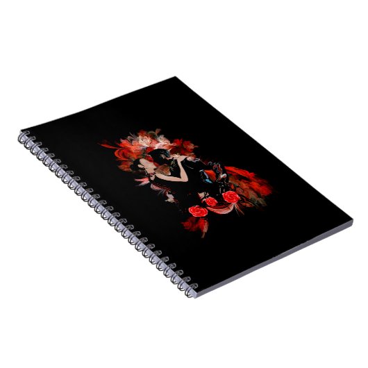 Romantische Tangotänzer auf rotem Fraktal Notizblock (Rechte Seite)