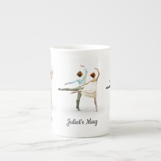 Romantische Tänzer mit Ihrem eigenen Namen oder Te Porzellantasse (Vorderseite)