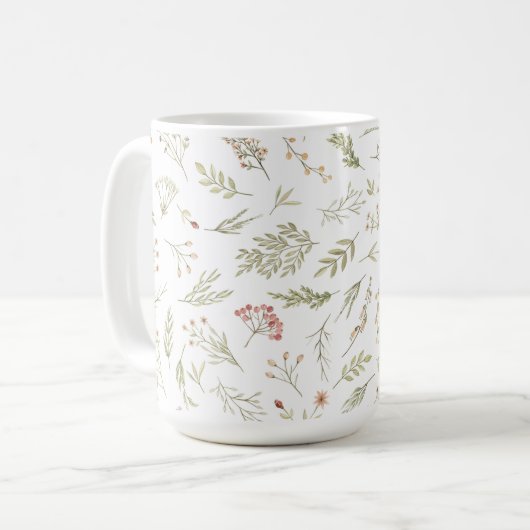 Romantische Tasse mit Blumenkaffee (Vorderseite Links)