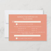 Romantische Tauben Korallenschutz-Karte RSVP Karte (Rückseite)