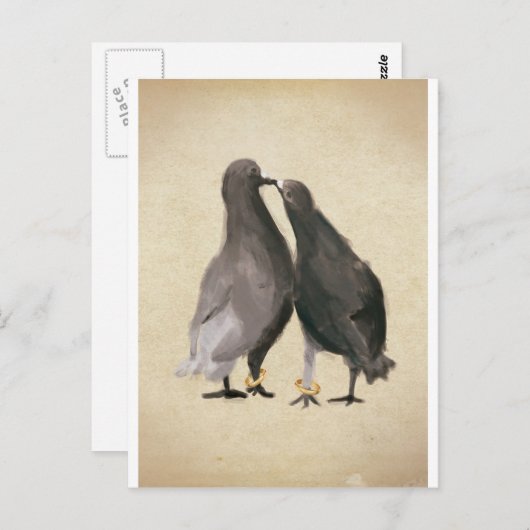 Romantische Tauben Postkarte (Vorne/Hinten)
