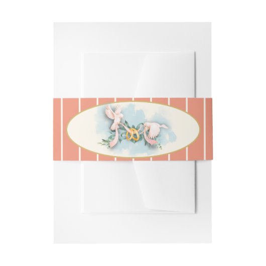 Romantische Taubenkorallenhochzeit Einladungsbanderole (Vorderseite Beispiel)